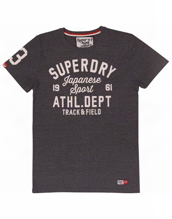 T-shirt grafica da uomo Superdry Top in cotone chiazzato grigio medio