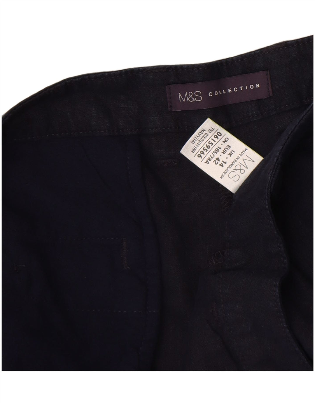 Pantaloncini chino da donna Marks & Spencer UK 14 Large W34 Lino blu navy
