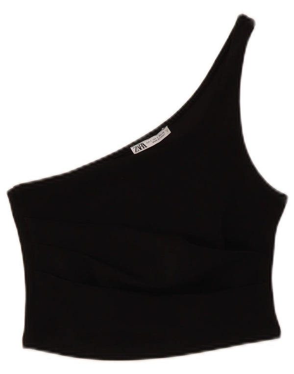 Top corto monospalla da donna Zara UK 8 piccolo poliestere nero