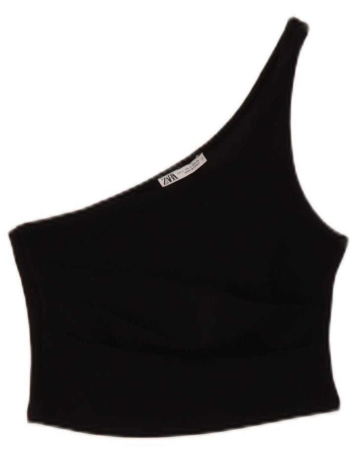 Top corto monospalla da donna Zara UK 8 piccolo poliestere nero