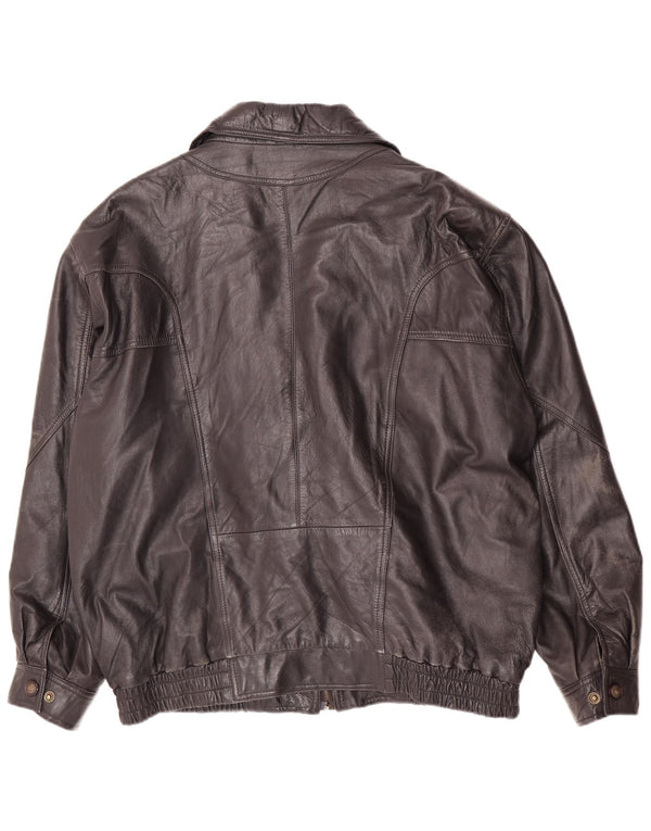 Giacca in pelle da uomo Morena UK 44 2XL Biker blu navy