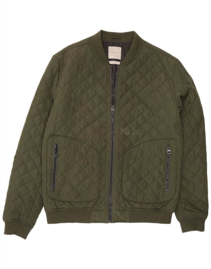 Giacca trapuntata da uomo Zara UK 42 XL poliestere verde