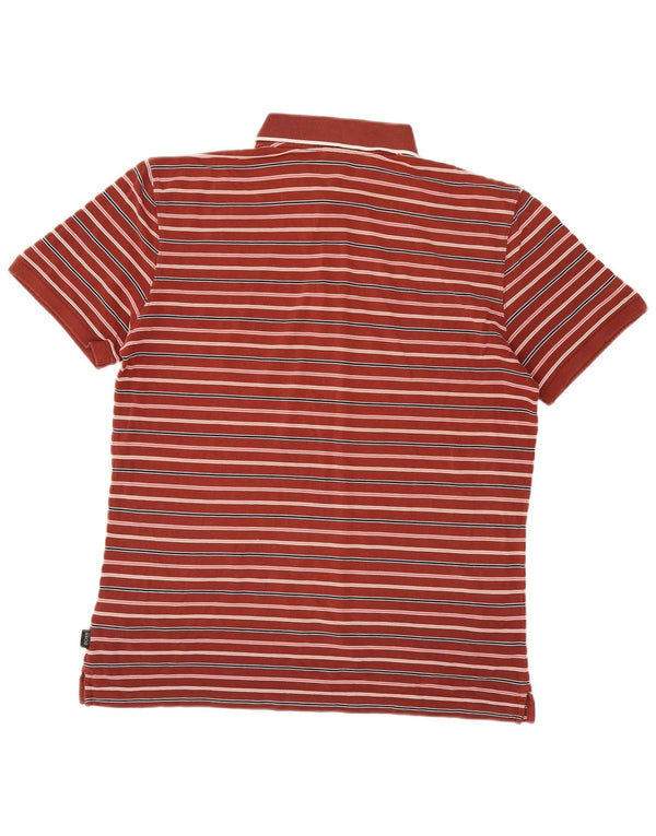 Polo da uomo Hugo Boss grande in cotone a righe bordeaux
