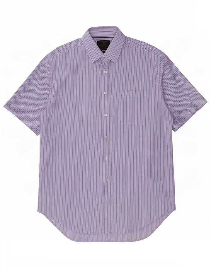 Camicia a maniche corte da uomo Marks & Spencer taglia 16 41 grande gessato blu