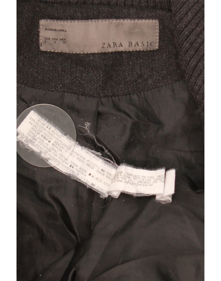 Cappotto ZARA Donna UK 14 Large Grigio Lana