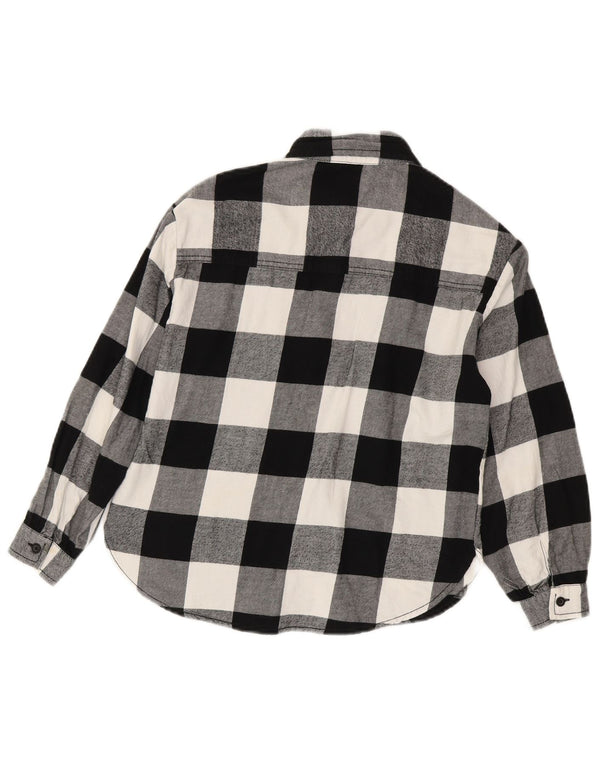 Camicia Benetton per bambina in flanella vestibilità ampia 8-9 anni Large in cotone a quadretti nero