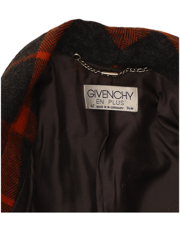GIVENCHY Womens 3 Button Blazer Jacket EU 42 Large Grey Check Wool