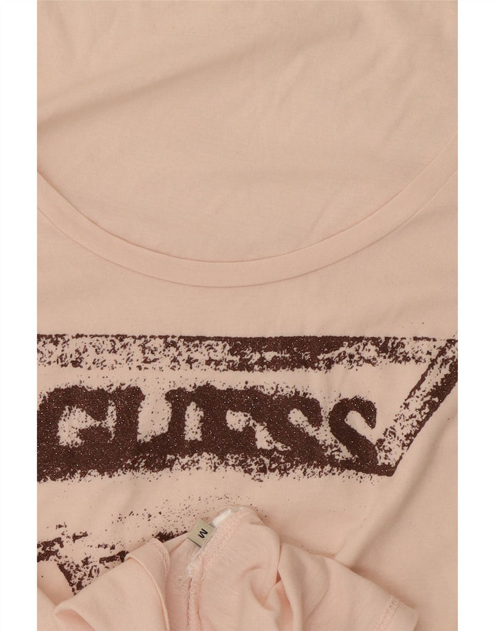 GUESS Womens Graphic T-Shirt Top UK 12 Medium Pink