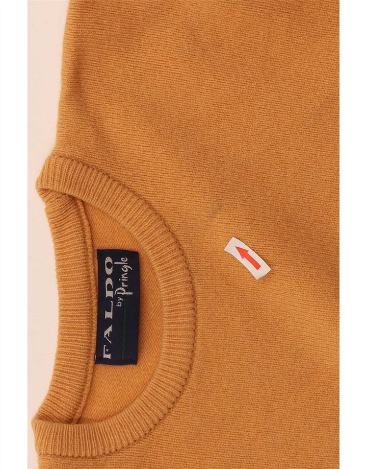 Maglione maglione girocollo da uomo Pringle XL in lana d'agnello gialla