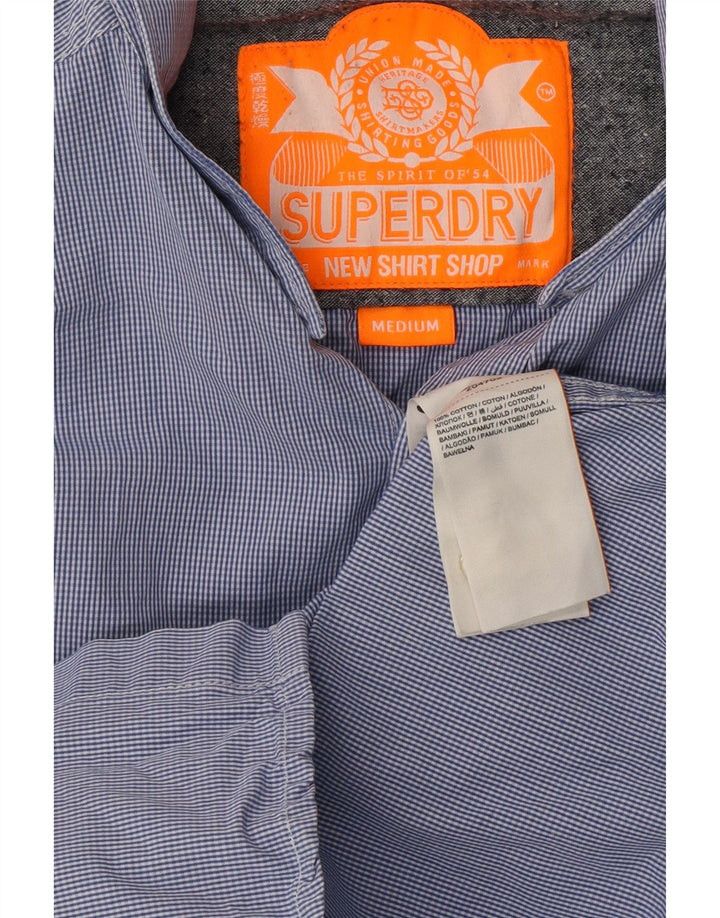 Camicia da uomo SUPERDRY in cotone gessato blu medio