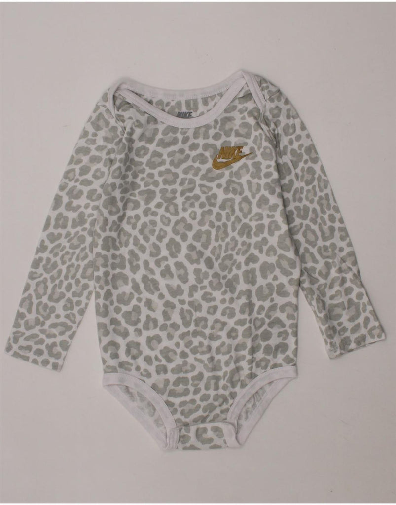 NIKE Baby Girls Long Sleeve Bodysuit 18-24 Months Grey Animal Print Cotton Vintage Nike and Second-Hand Nike from Messina Hembry 