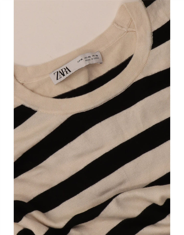 Camicetta da donna Zara Top UK 18 XL a righe bianche