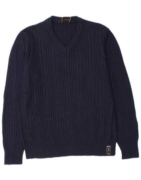 Maglione Gas Boys con scollo a V 15-16 anni XL Lana blu navy