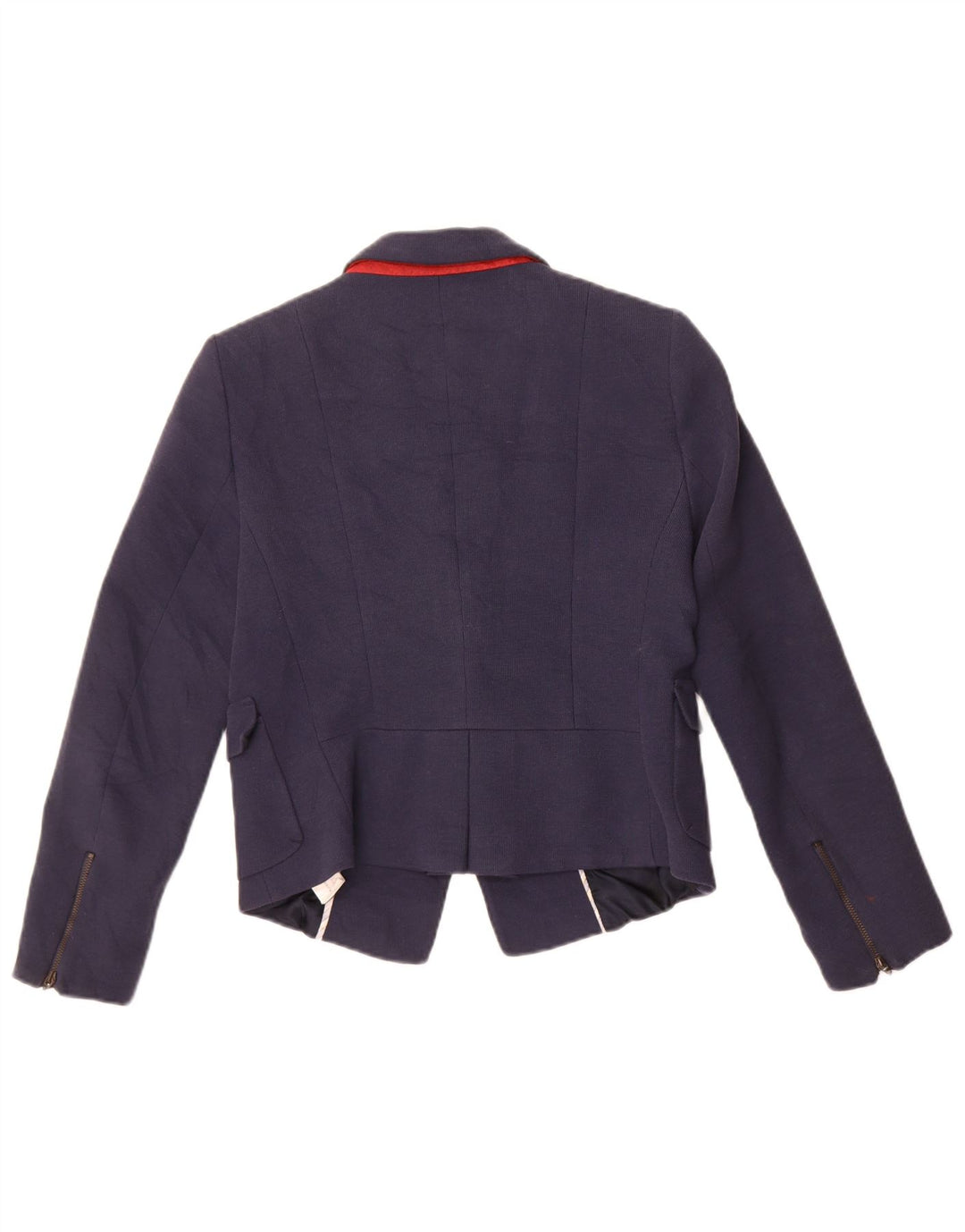 Giacca blazer corta a 1 bottone da donna Zara UK 14 grande in cotone blu navy