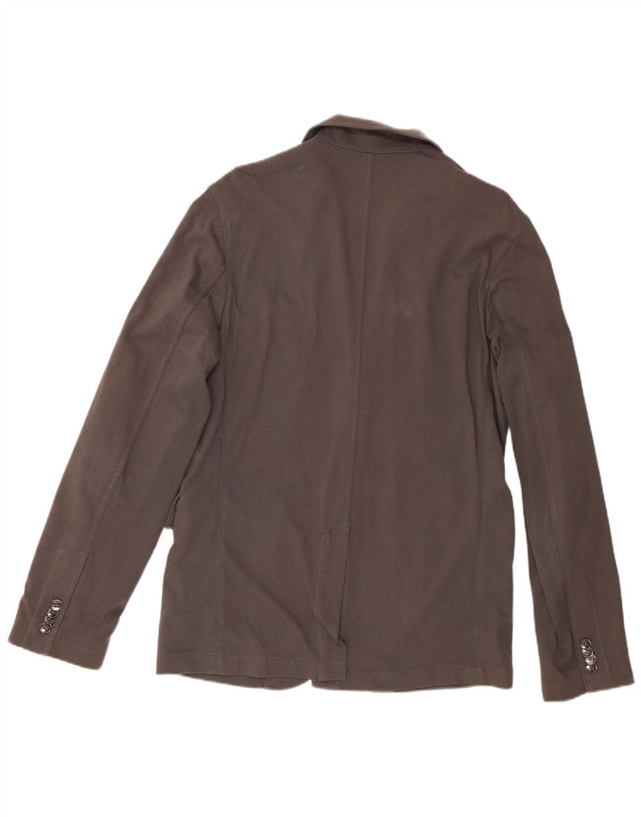 Giacca blazer a 2 bottoni lavorata a maglia da uomo Zara UK 40 grande cotone grigio