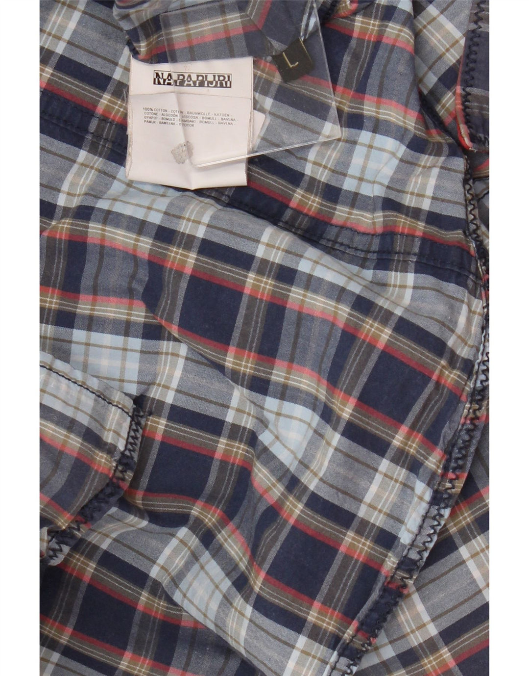 Camicia da uomo Napapijri in cotone a quadri grandi blu