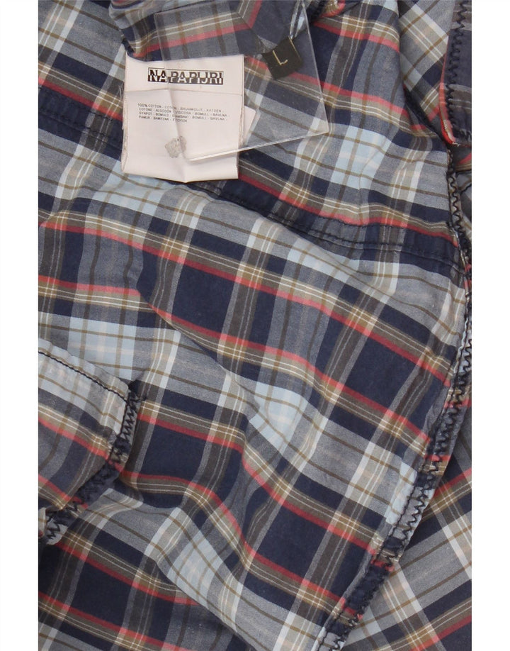 Camicia da uomo Napapijri in cotone a quadri grandi blu