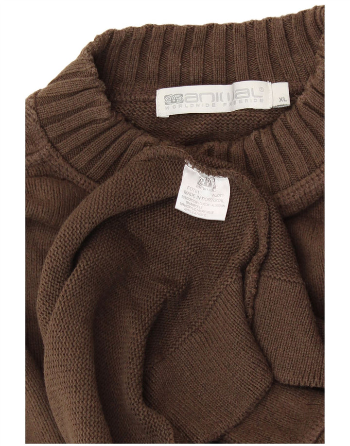 ANIMAL Maglione girocollo da uomo XL in cotone marrone