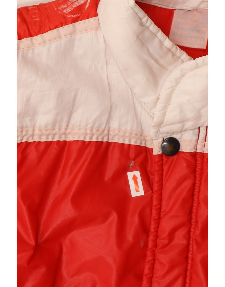 Gilet imbottito da uomo vintage UK 36 piccolo rosso color block in poliammide