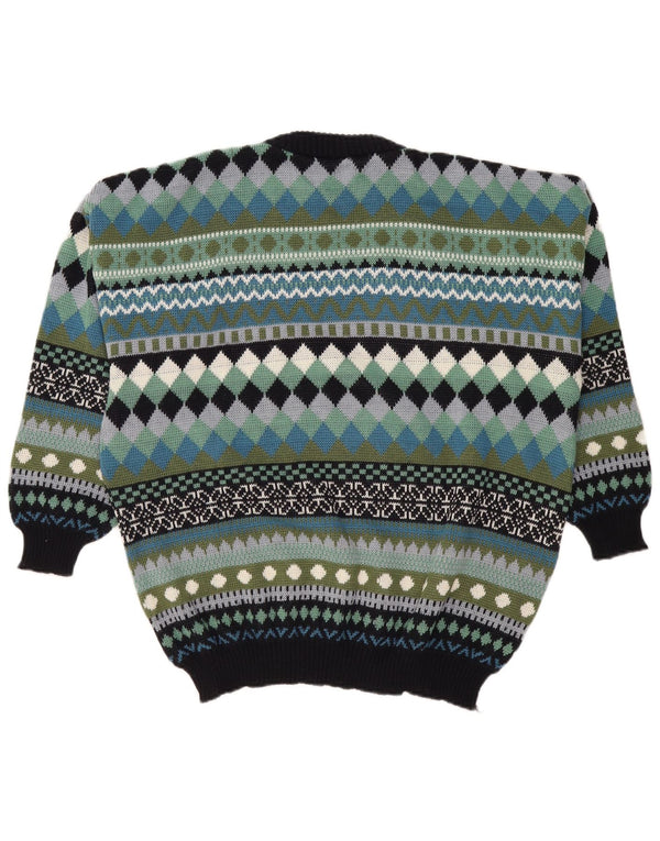 Maglione maglione girocollo da uomo VINTAGE medio multicolore geometrico