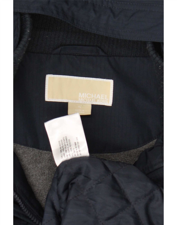 Giacca parka con cappuccio da donna Michael Kors UK 18 XL poliestere blu navy
