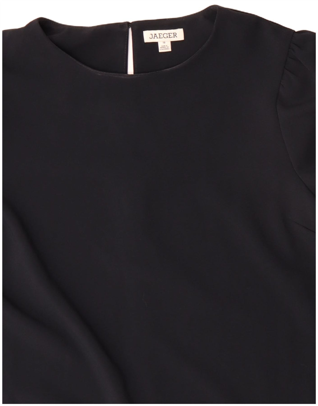 JAEGER Abito a trapezio a maniche lunghe da donna UK 18 XL Poliestere blu navy