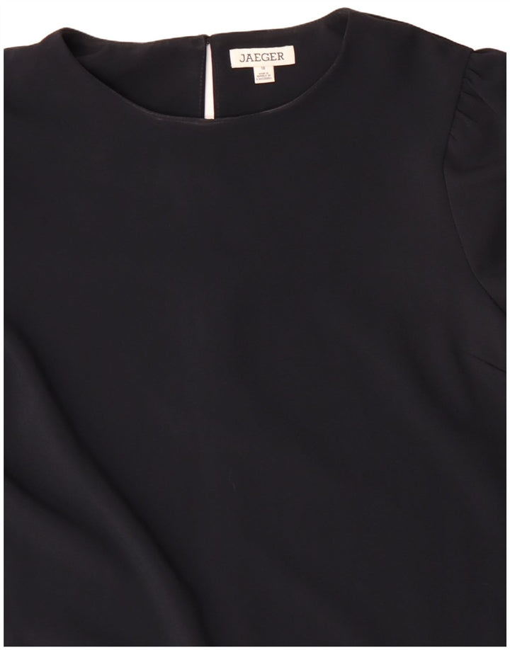 JAEGER Abito a trapezio a maniche lunghe da donna UK 18 XL Poliestere blu navy