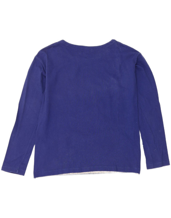 Pinko Top grafico da donna manica lunga UK 14 Large Blu Colourblock acrilico