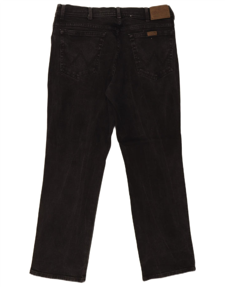 Jeans dritti da uomo Wrangler vestibilità regolare W36 L30 cotone nero