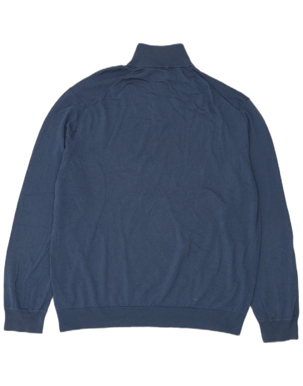Maglione da uomo Marks & Spencer con zip e collo 3XL lana merino blu