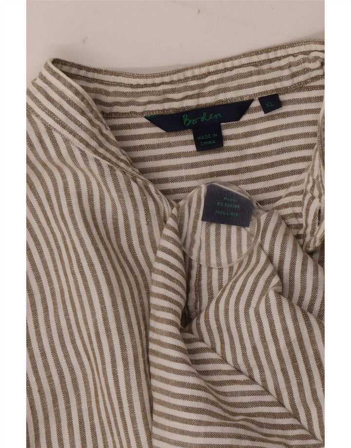 Camicia pullover da uomo Boden XL lino gessato marrone