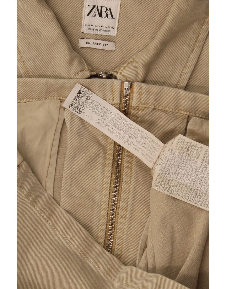Giacca di jeans rilassata da uomo Zara UK 38 cotone kaki medio