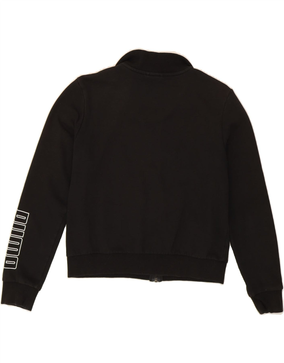 PUMA Womens Crop Graphic Tracksuit Top Jacket UK 14 Medium Black Cotton Vintage Puma and Second-Hand Puma from Messina Hembry 