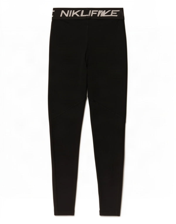 Leggings grafici Nike da donna Dri Fit UK 8 piccoli poliestere nero