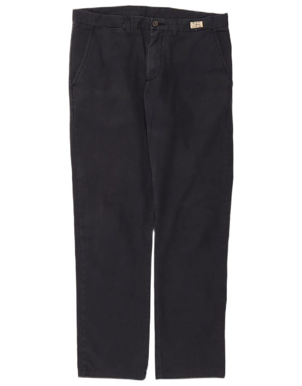 Pantaloni chino dritti da uomo Tommy Hilfiger W34 L32 cotone blu navy