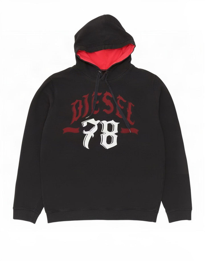Maglione con cappuccio grafico da uomo Diesel in cotone nero medio