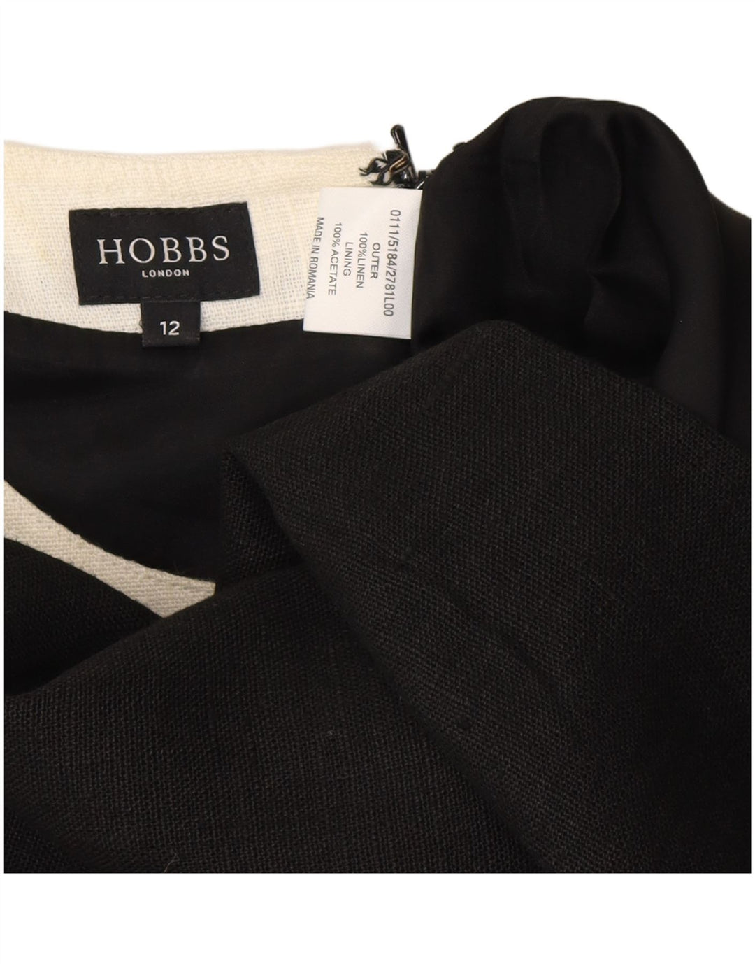Abito a trapezio da donna HOBBS UK 12 Lino nero medio