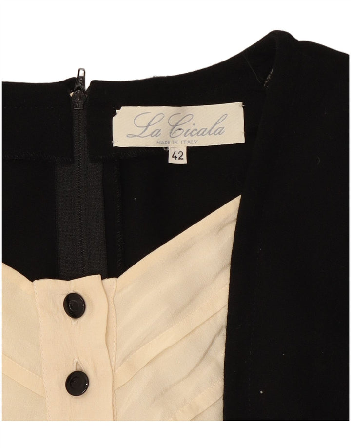 Abito tubino vintage da donna a maniche lunghe IT 42 medio nero