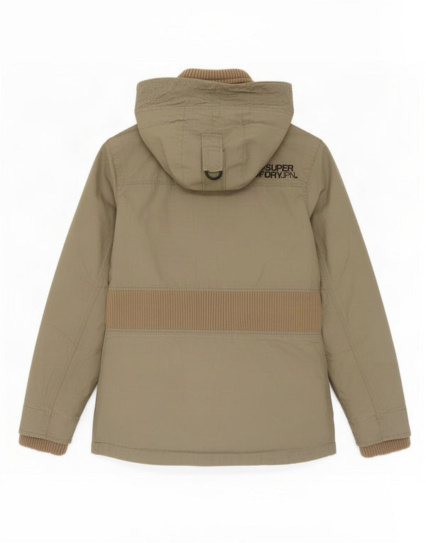 Giacca parka da donna con cappuccio Superdry UK 12 cotone kaki medio