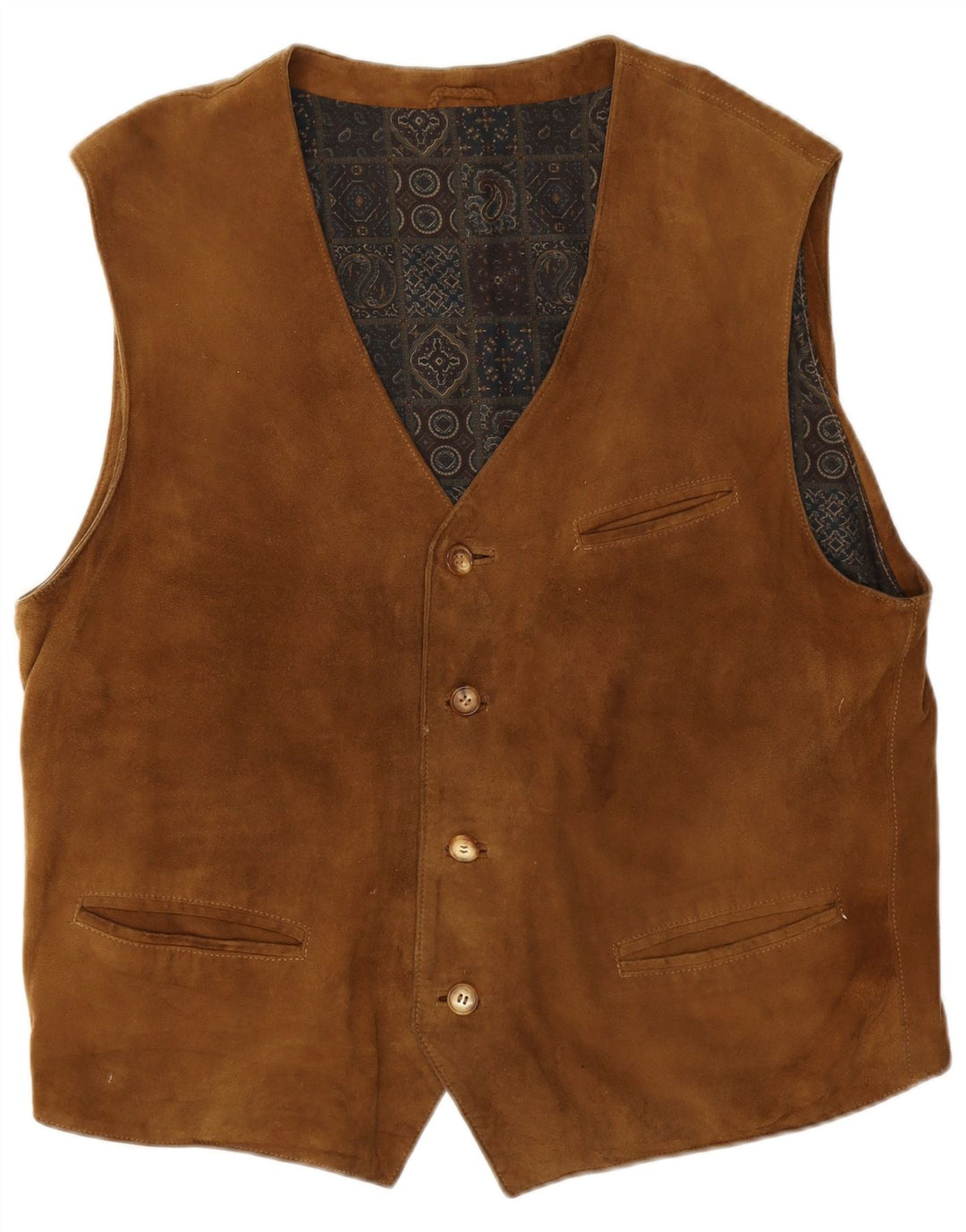 Gilet vintage da uomo in pelle scamosciata IT 56 XL in pelle marrone