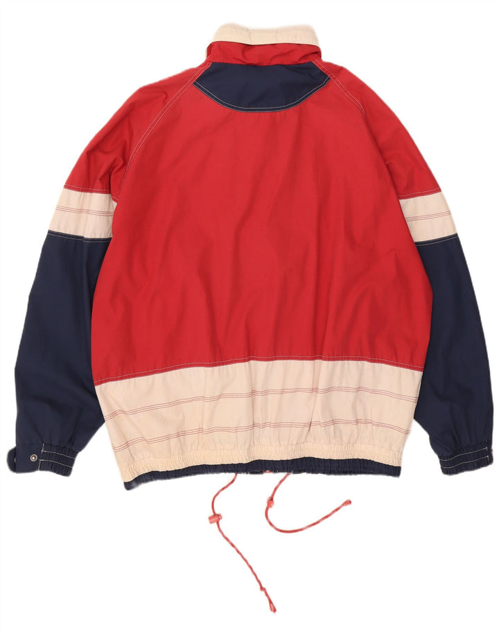 Giacca a vento vintage da uomo con cappuccio UK 44 2XL Poliestere color block rosso