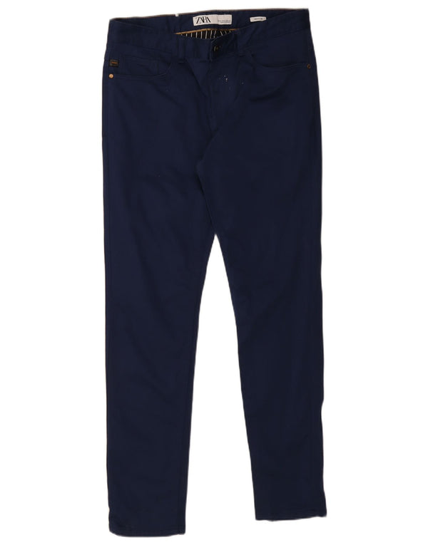 Pantaloni chino skinny da uomo Zara EU 42 Large W32 L30 cotone blu navy