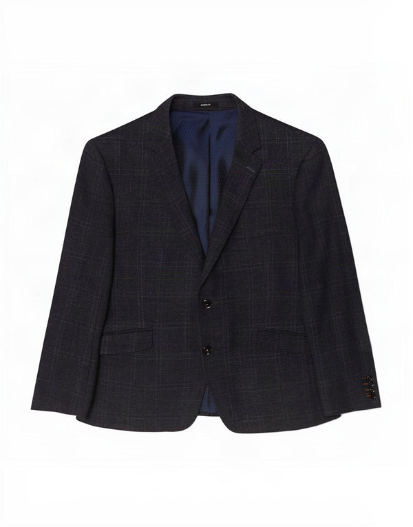 Giacca blazer da uomo a 2 bottoni Douglas UK 44 2XL lana a quadri blu navy
