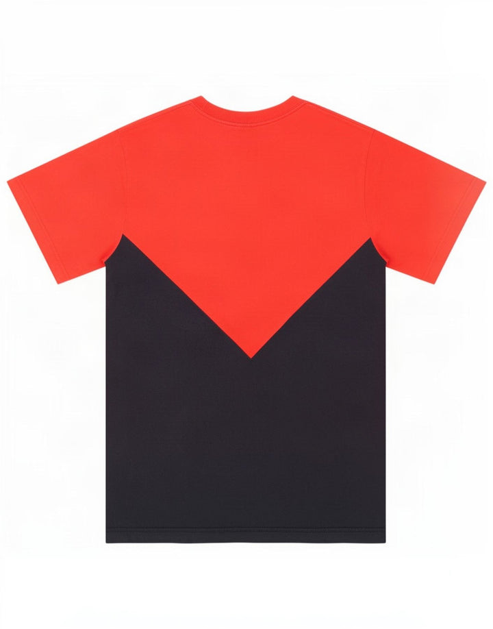T-shirt da uomo Adidas Top in cotone color block rosso medio