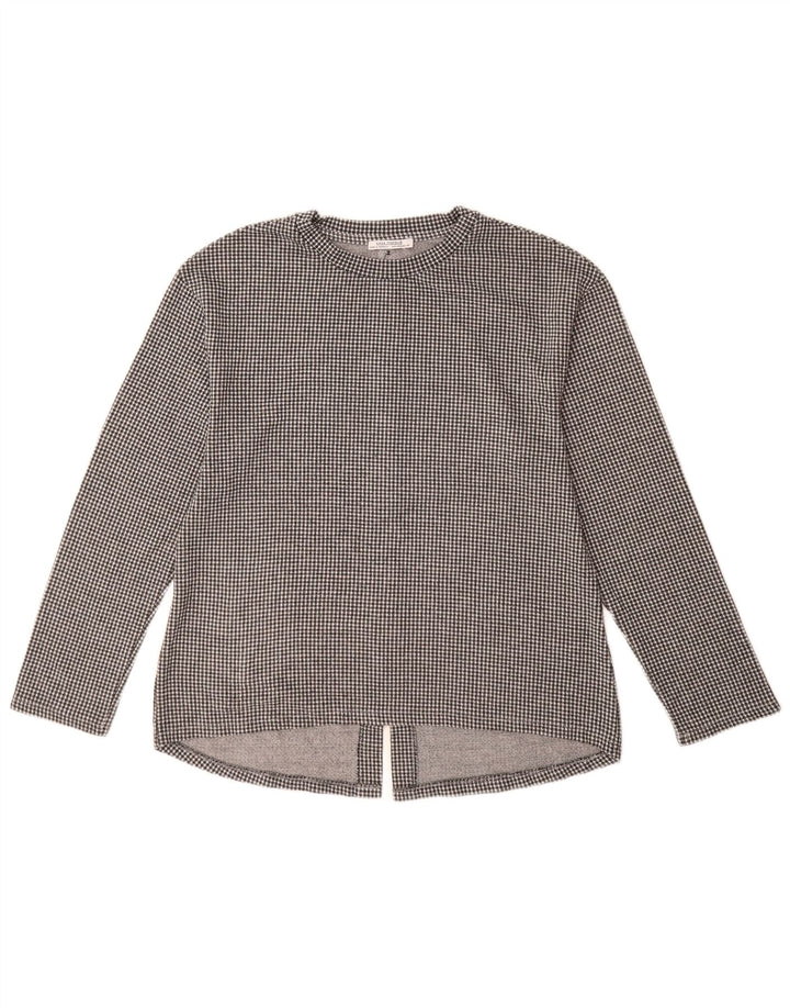 Top Zara a maniche lunghe da donna, UK 12, motivo a quadri nero medio
