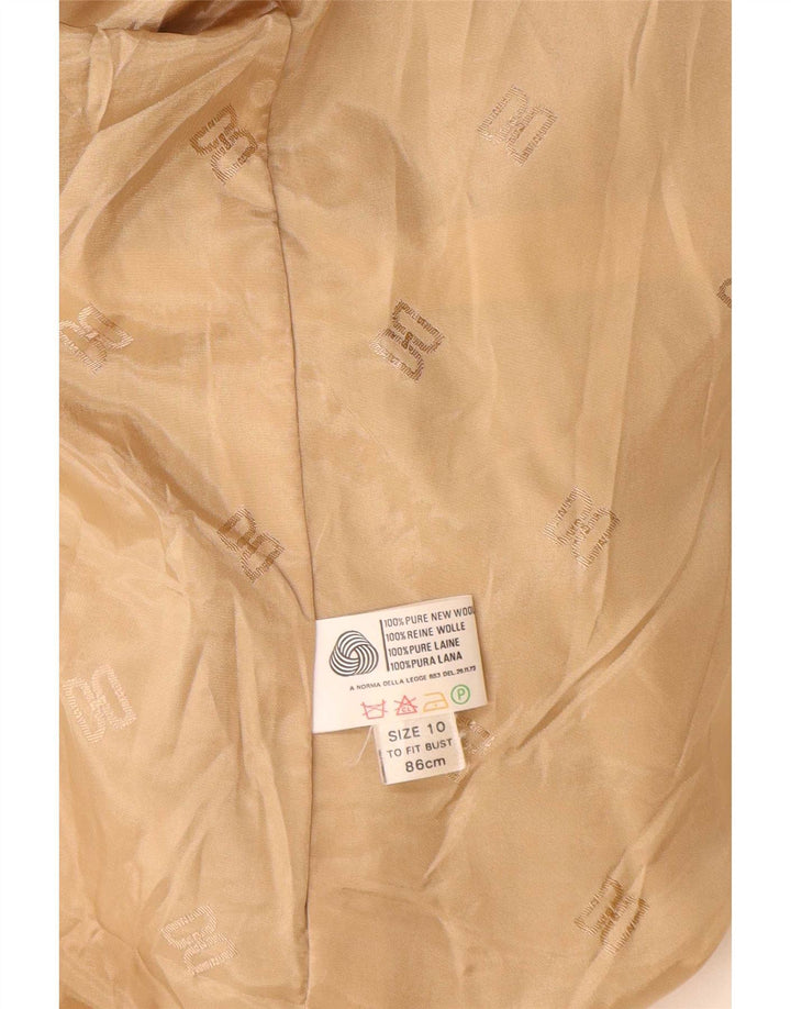 Giacca blazer da donna a 2 bottoni vestibilità ampia DAKS UK 10 piccolo pied de poule beige
