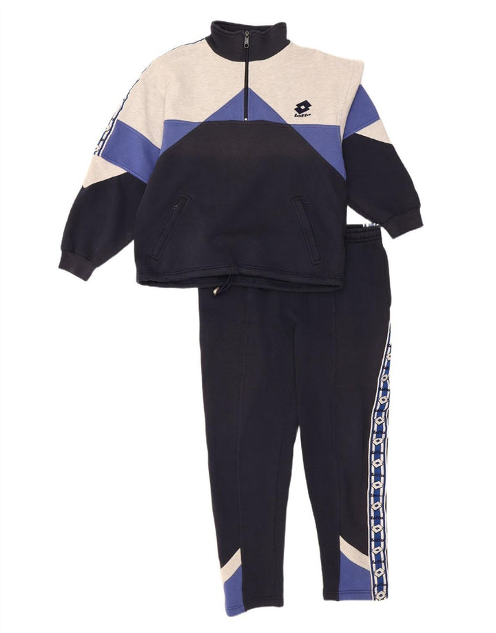 LOTTO Womens Graphic Full Tracksuit UK 14 Medium Navy Blue Colourblock