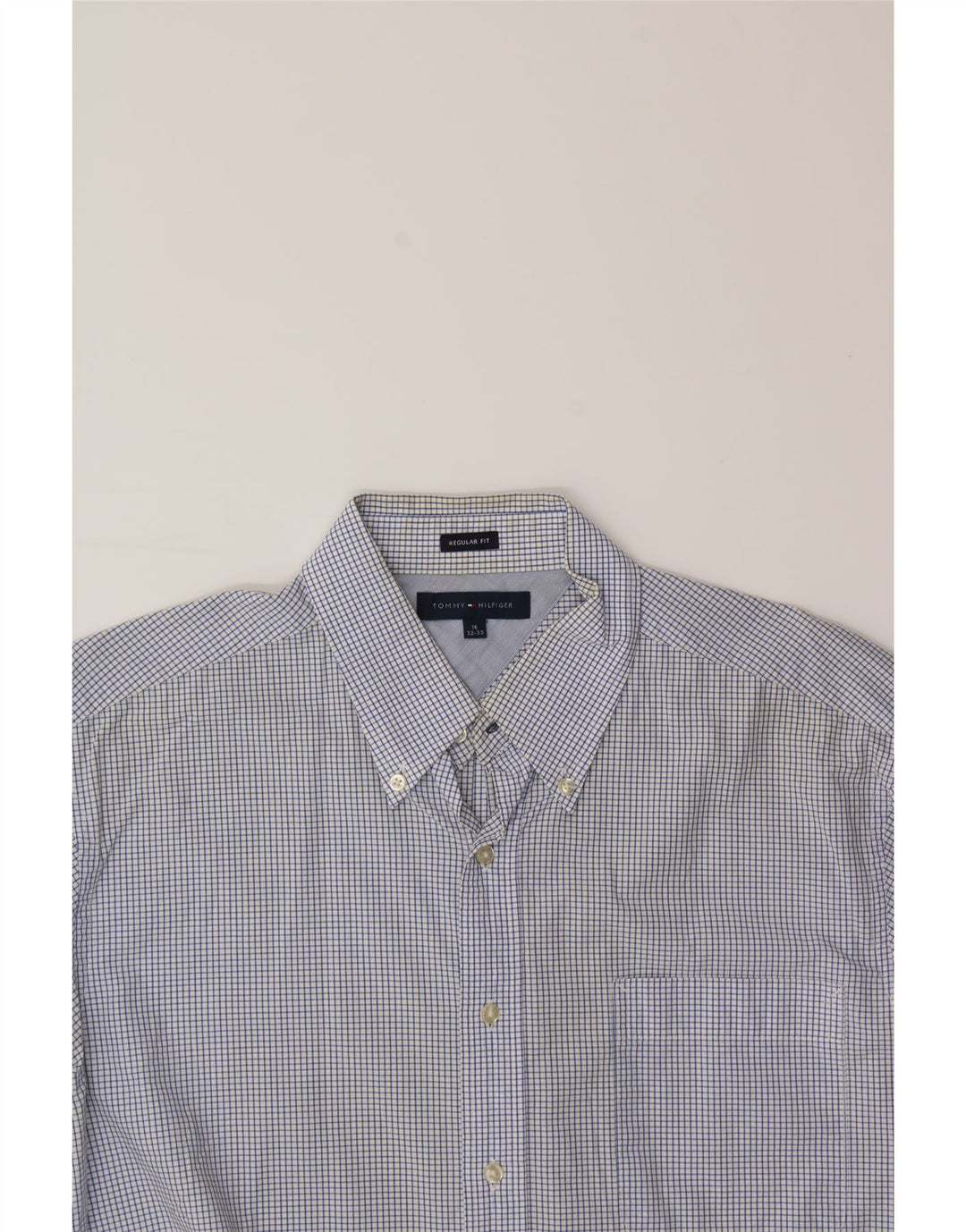 TOMMY HILFIGER Mens Regular Fit Shirt Size 16 Large Blue Check Cotton Vintage Tommy Hilfiger and Second-Hand Tommy Hilfiger from Messina Hembry 