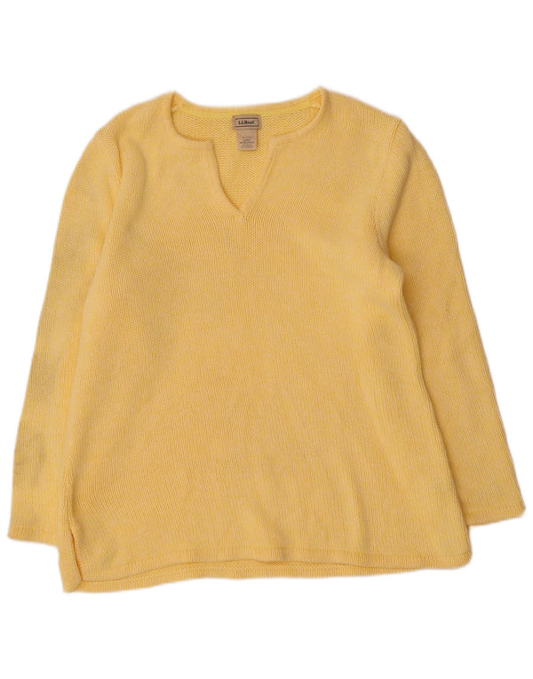 Maglione maglione con scollo a V da donna L.L.Bean UK 16 grande cotone giallo