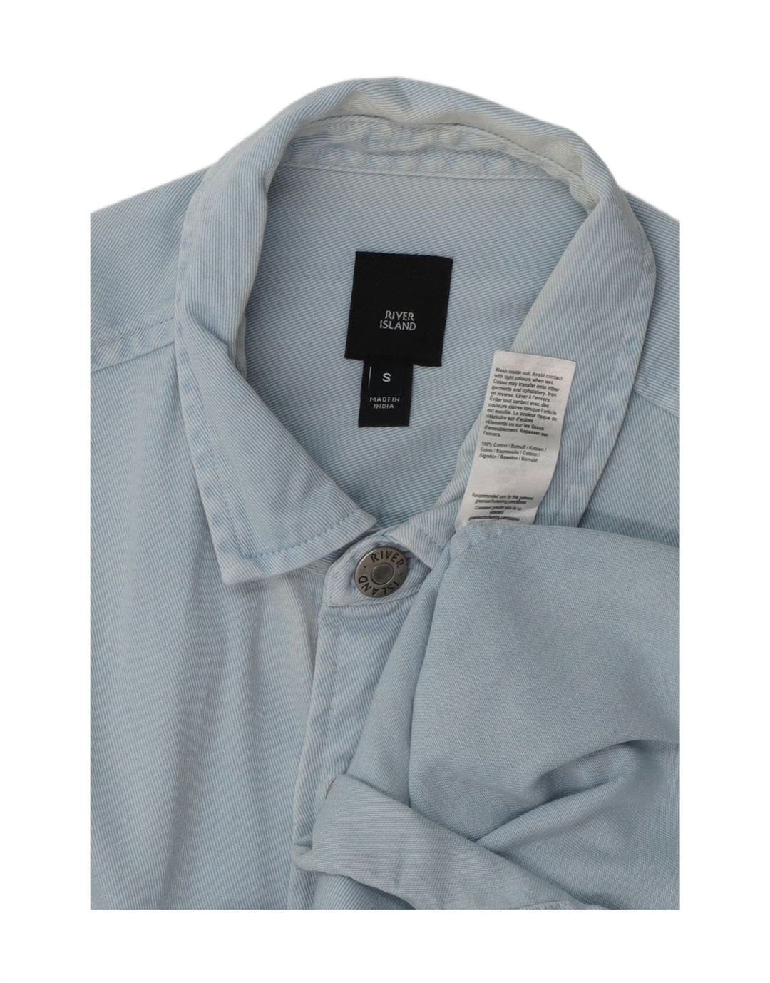 RIVER ISLAND Camicia in denim da uomo piccola in cotone blu